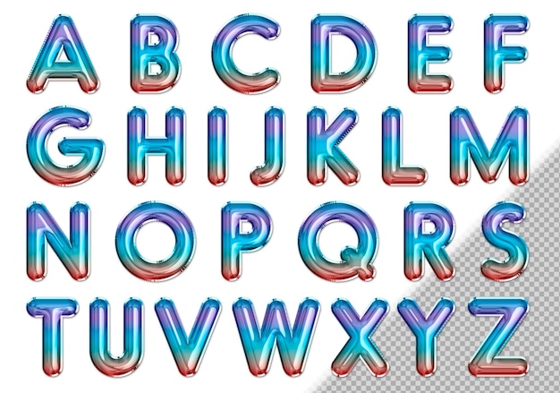 Free PSD rainbow colored balloon alphabet