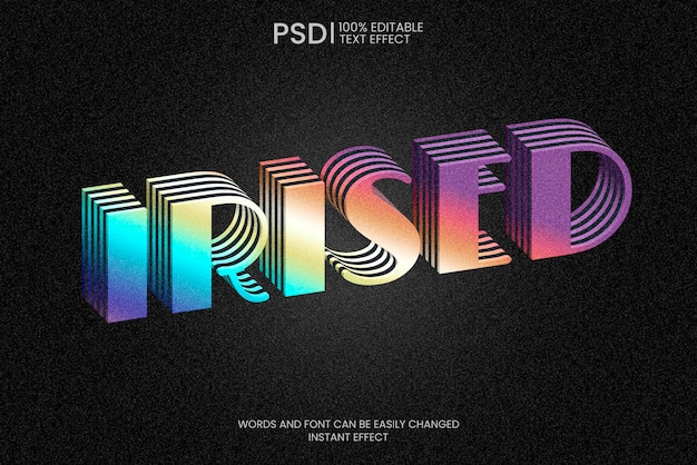 PSD gratuito effetto di testo a strati color arcobaleno