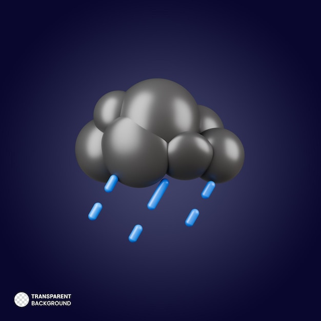 Free PSD raining cloud icon 3d render illustration