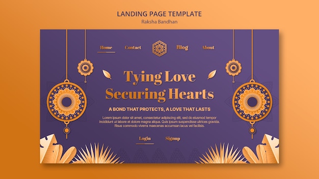 無料PSD ラクシャバンダンお祝いのランディングページ