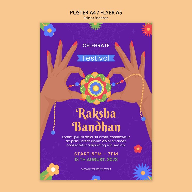 मुफ़्त PSD raksha bandhan celebration poster template
