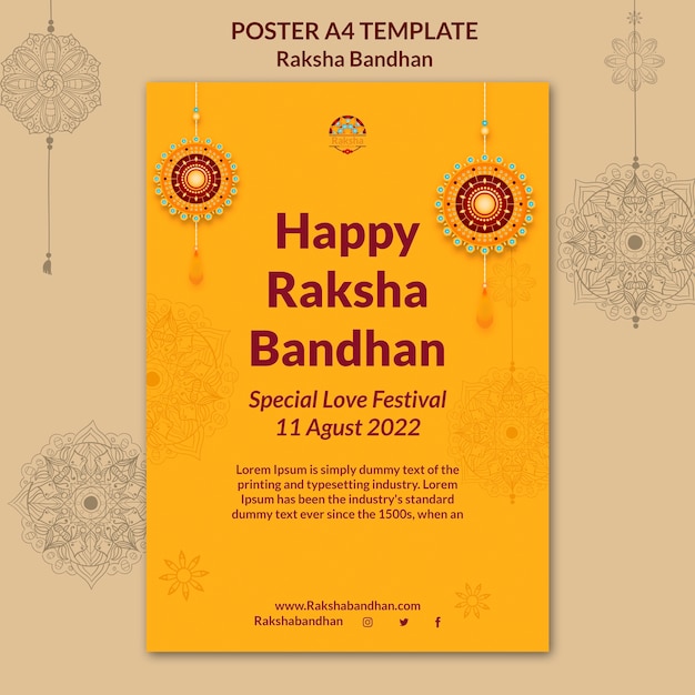 PSD gratuito modello di poster verticale per la celebrazione di raksha bandhan