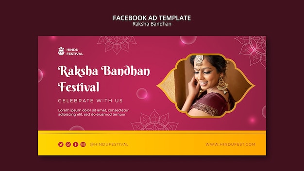 Free PSD raksha bandhan social media promo template in dual tone and mandala design