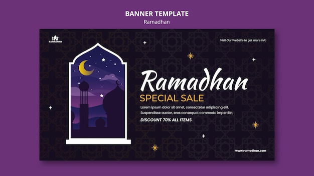 Рамадан баннер шаблон иллюстрированный