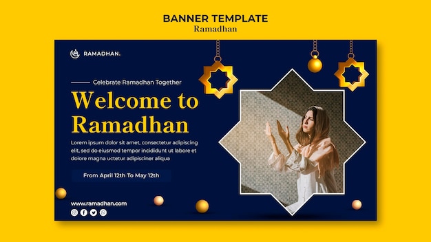 Modello di banner celebrazione ramadan