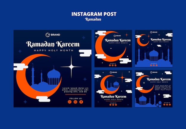 Modello di post di instagram per la celebrazione del ramadan