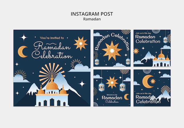 Modello di post di instagram per la celebrazione del ramadan