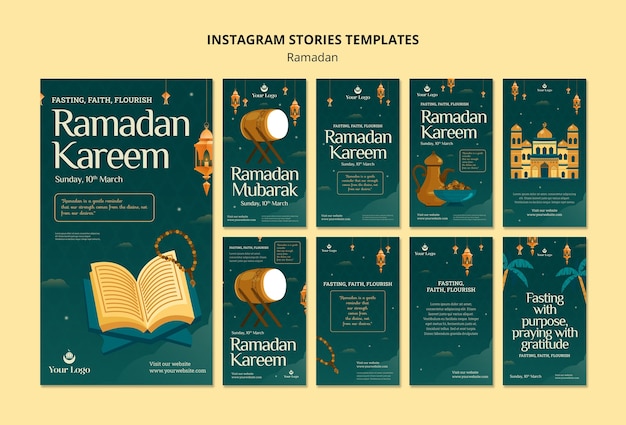 PSD gratuito storie di instagram sulla celebrazione del ramadan