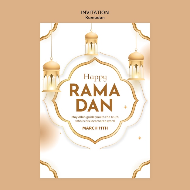 PSD gratuito modello di invito per la celebrazione del ramadan.