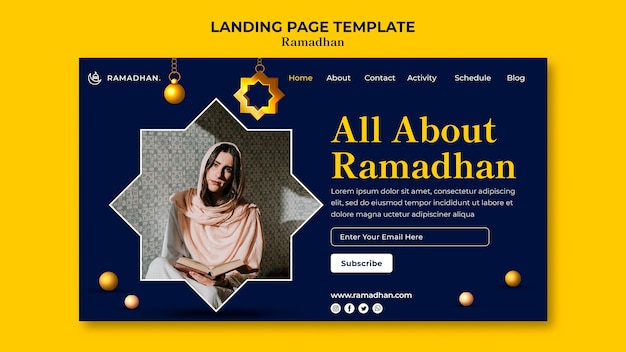 Бесплатный PSD Шаблон целевой страницы празднования рамадана