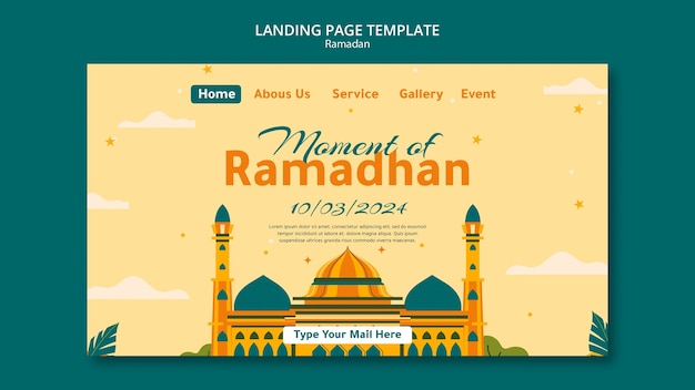 PSD gratuito modello di pagina di destinazione per la celebrazione del ramadan