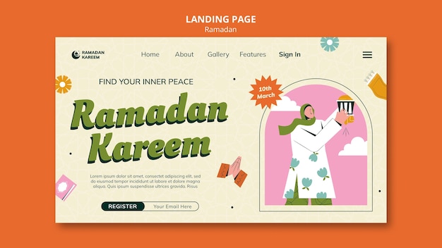 Free PSD ramadan celebration landing page template