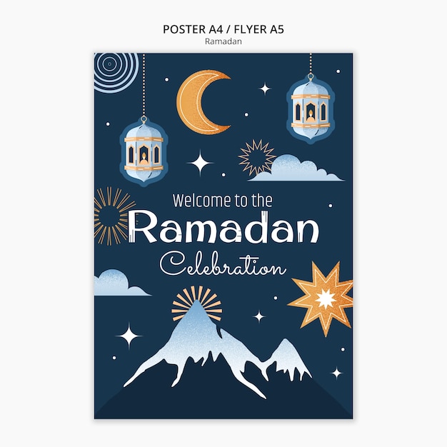 PSD gratuito modello del manifesto di celebrazione del ramadan