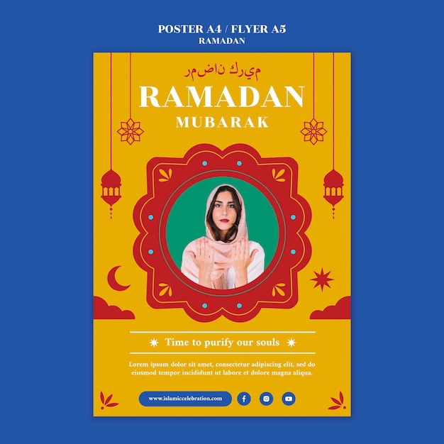 PSD gratuito modello del manifesto di celebrazione del ramadan