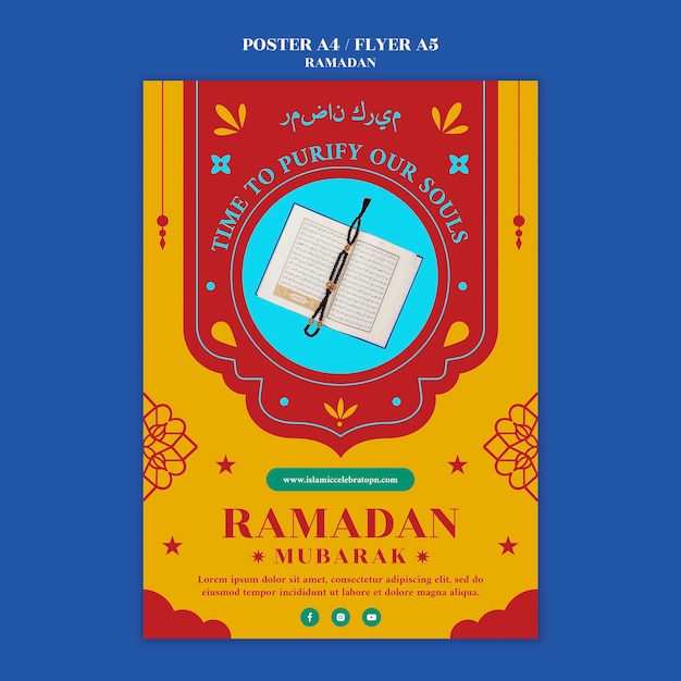 PSD gratuito modello del manifesto di celebrazione del ramadan