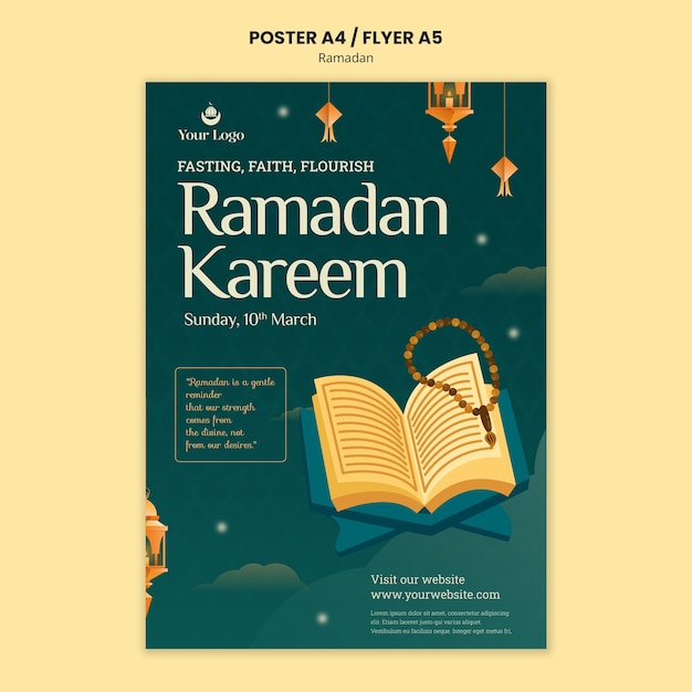 PSD gratuito modello di poster per la celebrazione del ramadan