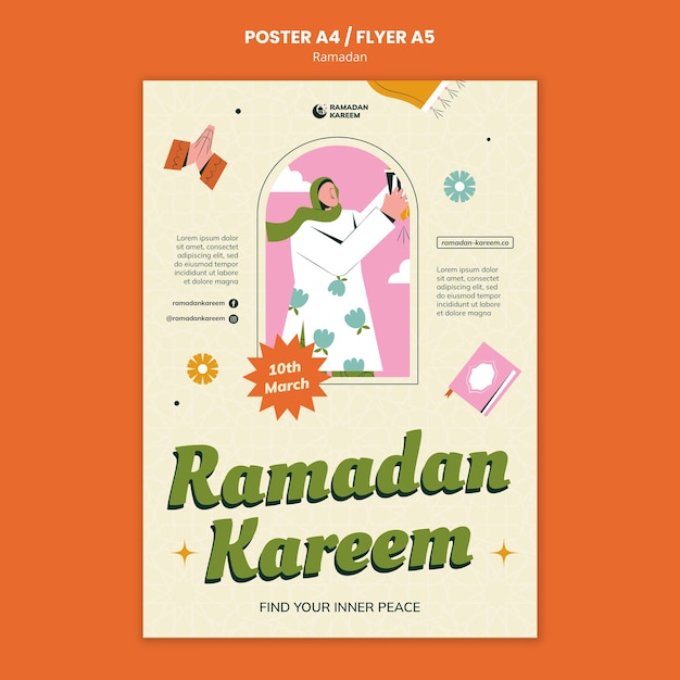 Modello di poster per la celebrazione del ramadan