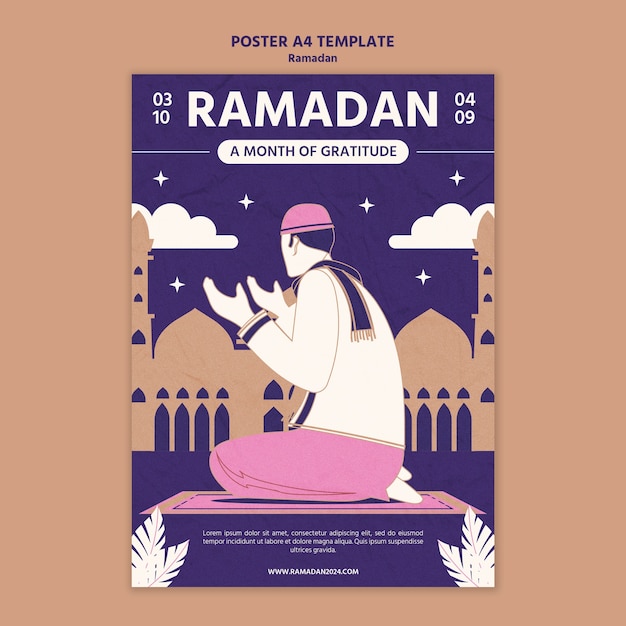 Modello di poster per la celebrazione del ramadan