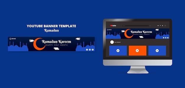無料PSD ラマダンのお祝いのyoutubeバナーテンプレート