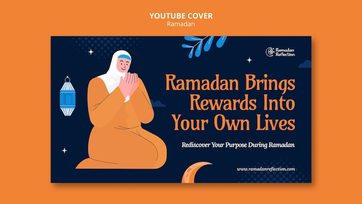 무료 PSD 라마단 축하 youtube 표지 템플릿
