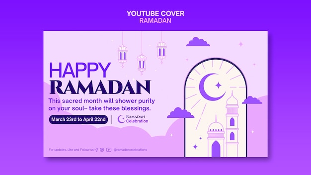 PSD gratuito modello di copertina di youtube per la celebrazione del ramadan