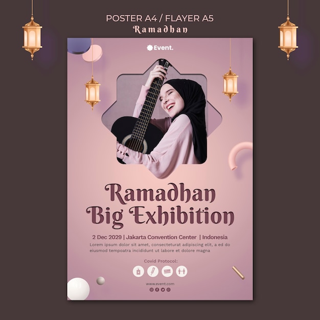 Free PSD ramadan event flyer template with photo