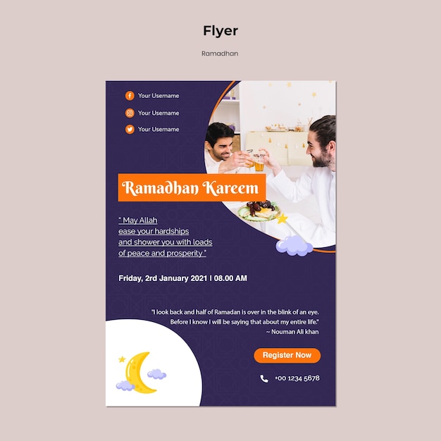 無料PSD 写真付きラマダンチラシテンプレート
