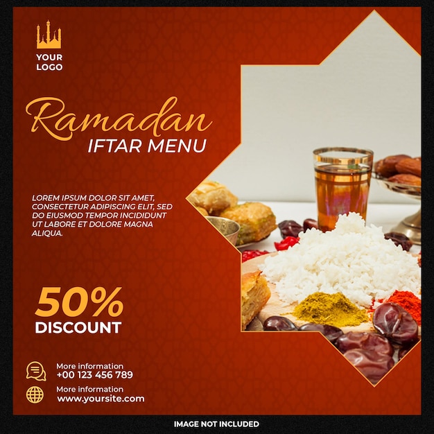 Free PSD ramadan iftar menu social media template