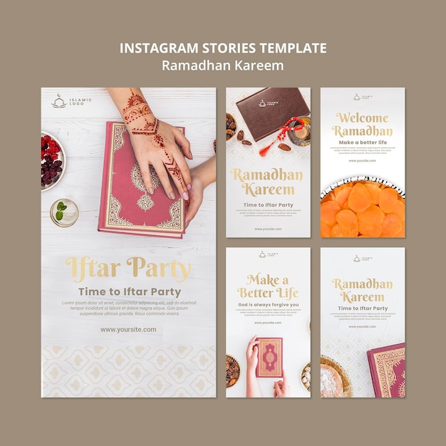 PSD gratuito modello di storie instagram ramadan con foto