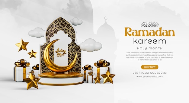 PSD gratuito ramadan kareem modello di progettazione di banner di social media 3d