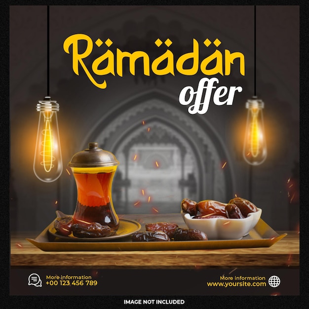 Free PSD ramadan kareem iftar party invitation social media post template