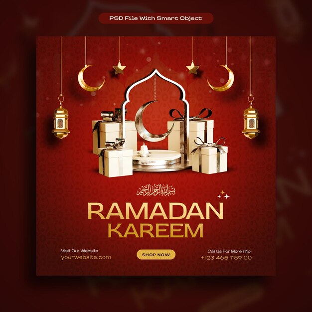 Ramadan kareem islamic festival social media post design template