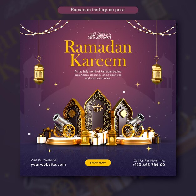 Ramadan kareem islamic festival social media post design template