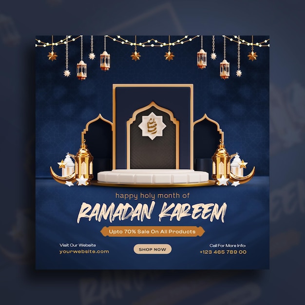Free PSD ramadan kareem islamic festival social media post design template
