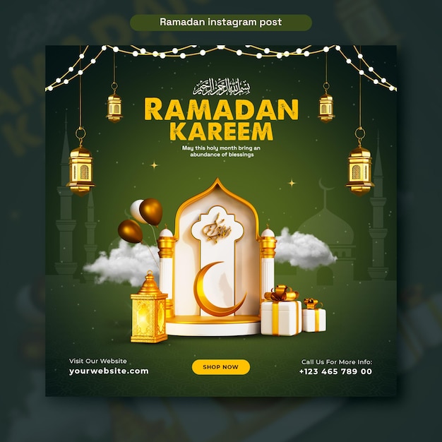 Ramadan kareem islamic festival social media post design template