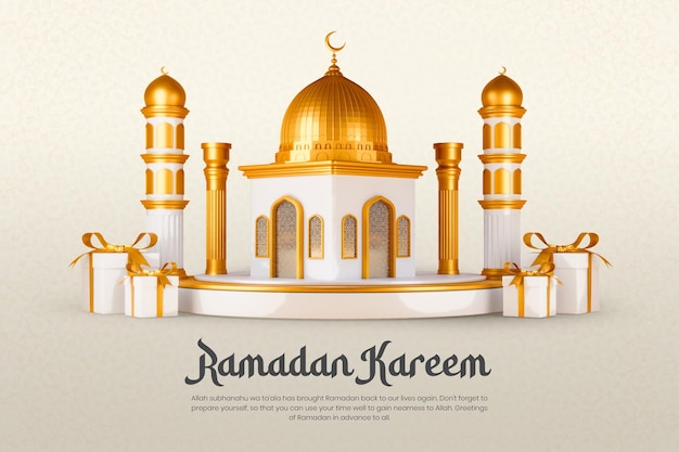 Free PSD ramadan kareem islamic social media banner design template with golden mosque