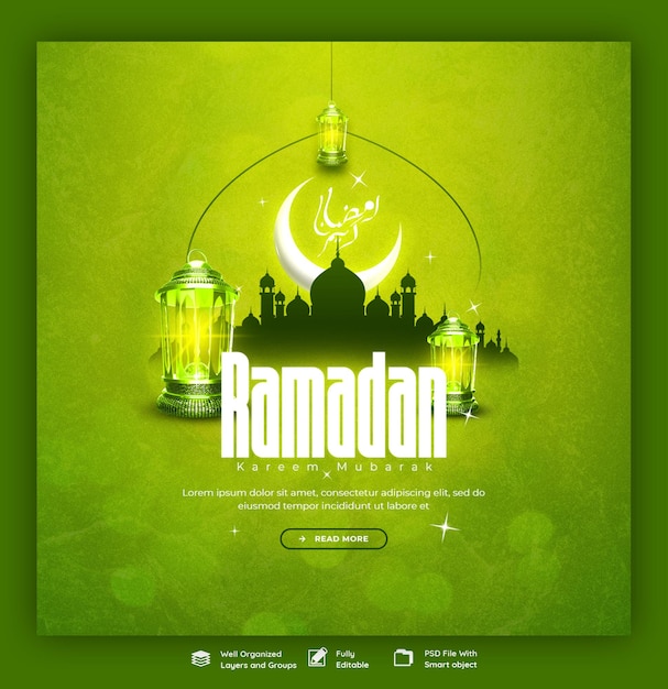 PSD gratuito ramadan kareem mubarak festival islamico religioso banner sui social media o modello di post su instagram