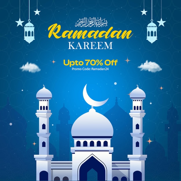 Ramadan kareem sale modello di progettazione di post sui social media