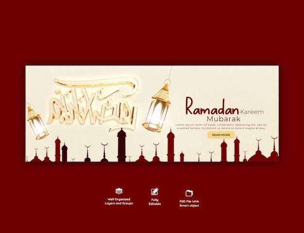 PSD gratuito ramadan kareem tradizionale festival islamico copertina facebook religiosa