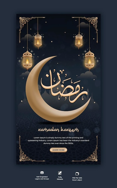 PSD gratuito ramadan kareem tradizionale festa islamica religiosa instagram e storia di facebook