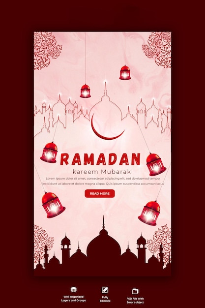 PSD gratuito ramadan kareem tradizionale festa islamica religiosa instagram e storia di facebook