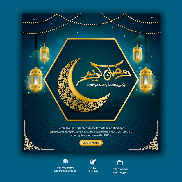 Ramadan kareem traditional islamic festival religious social media banner