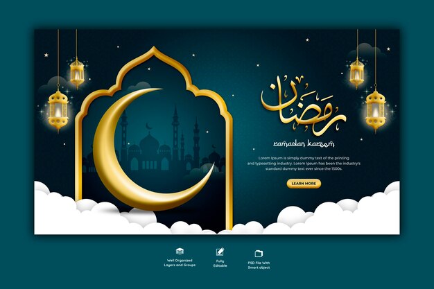 Ramadan Kareem traditional islamic festival religious web banner