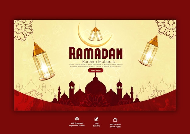 Ramadan kareem traditional islamic festival religious web banner