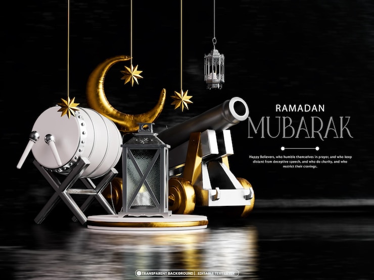 Free PSD ramadan mubarak 3d banner design template