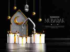 Free PSD ramadan mubarak 3d banner design template