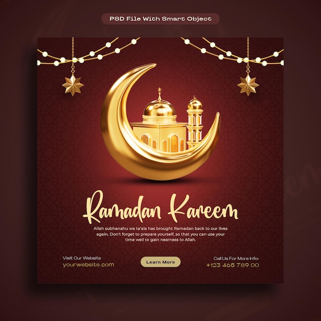 PSD gratuito ramadan mubarak festival islamico modello di post sui social media.