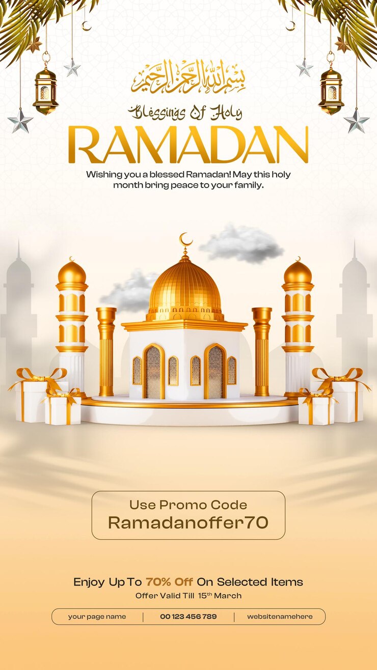 Free PSD ramadan mubarak islamic greetings social media instagram story template