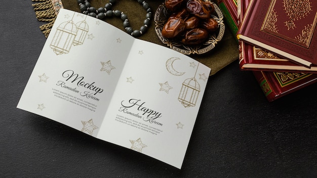 Ramadan print mockup and books