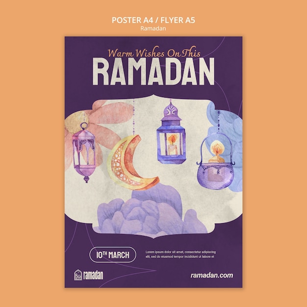 Бесплатный PSD Дизайн шаблона рамадана